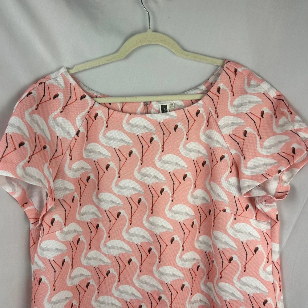 Julian Taylor New York Pink Flamingo Print Knee Length Dress Plus Size 18W Beach